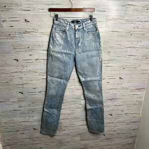 Hudson high rise straight holly jeans size 26 sparkly silver  blue